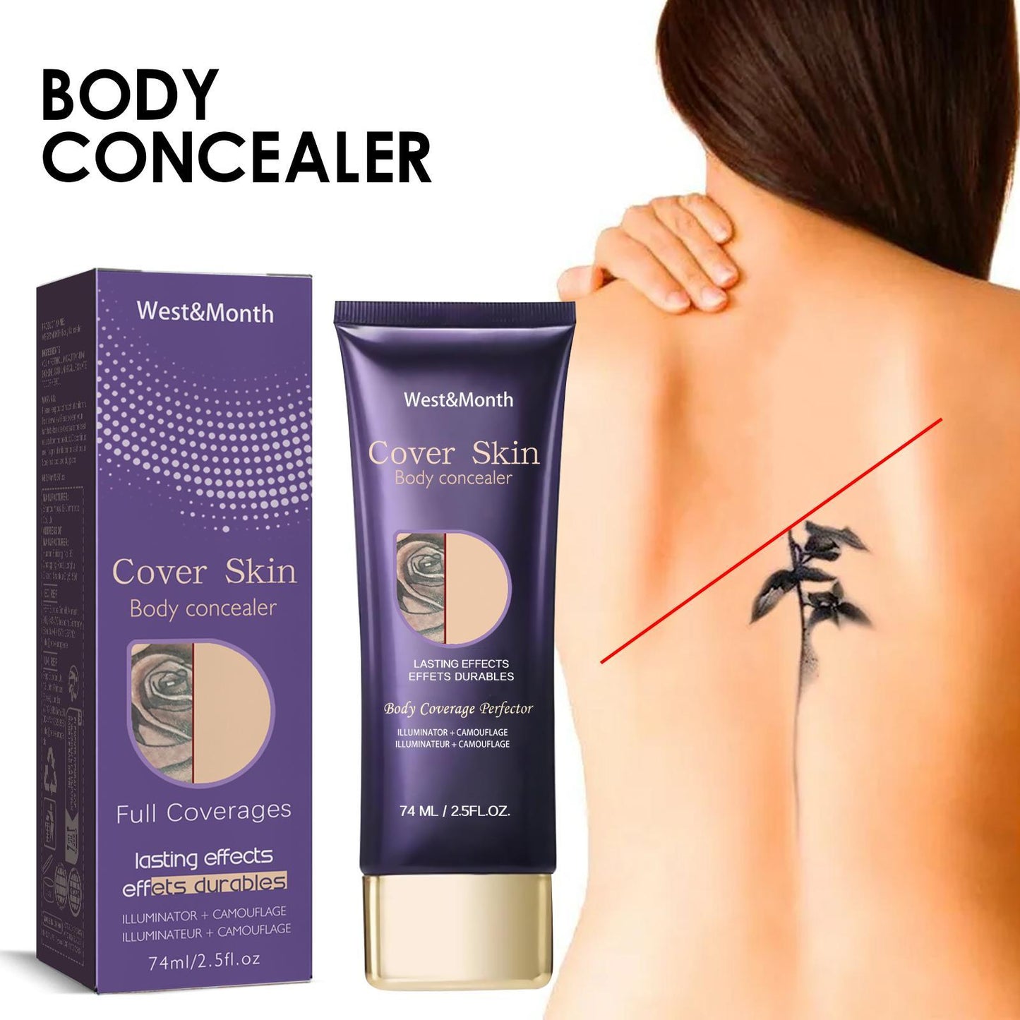 Westminster Body Concealer Waterproof, Hidden Coverage For Tattoos, Scars, And Birthmarks