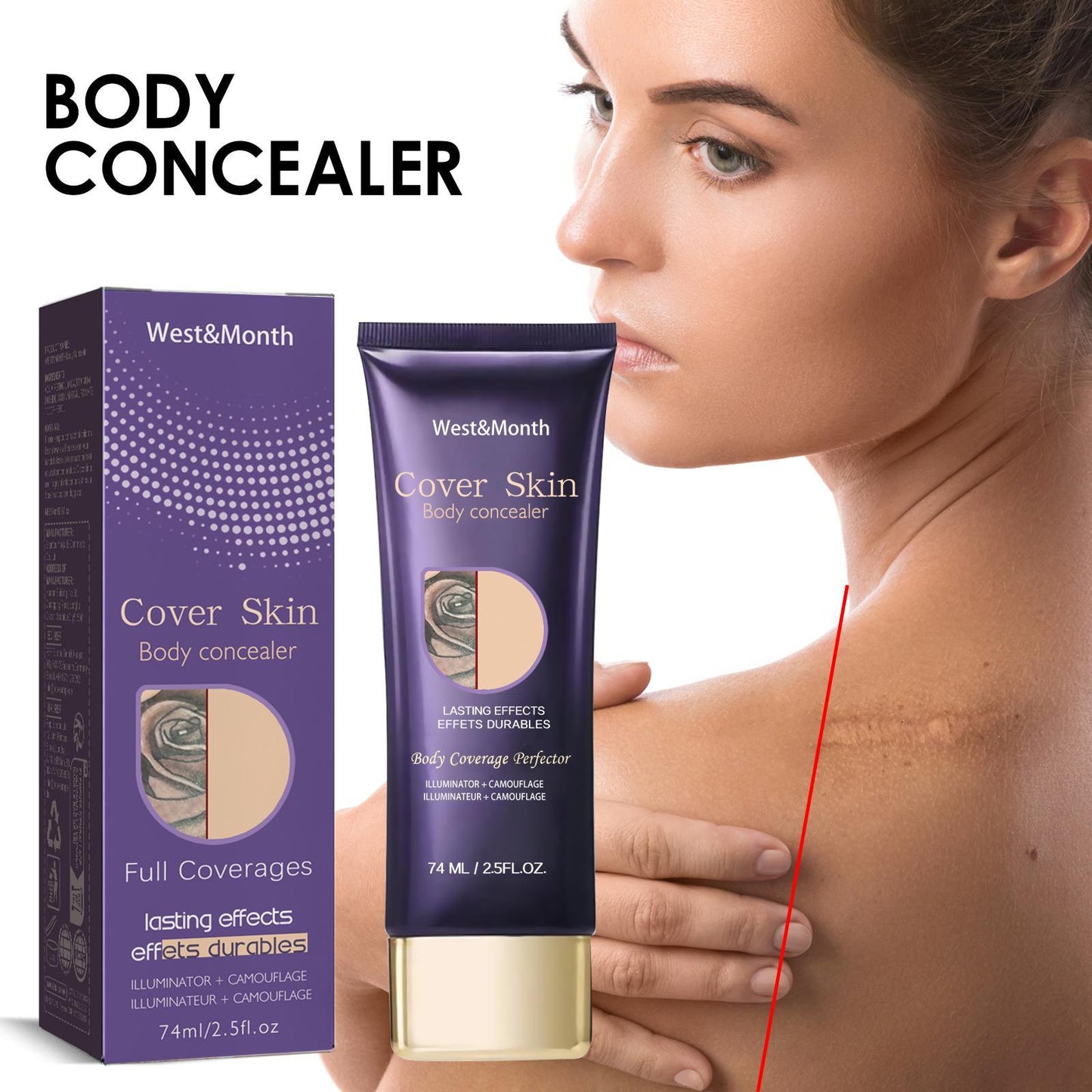 Westminster Body Concealer Waterproof, Hidden Coverage For Tattoos, Scars, And Birthmarks