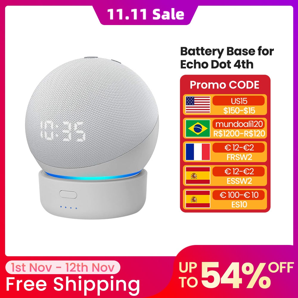 Battery Base for Echo Dot 4th Gen Portable Rechargable Battery for Dot
