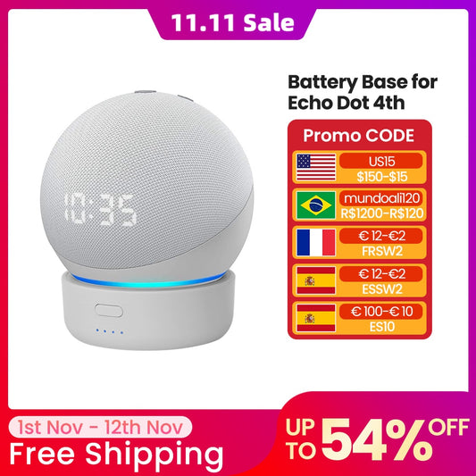 Battery Base for Echo Dot 4th Gen Portable Rechargable Battery for Dot